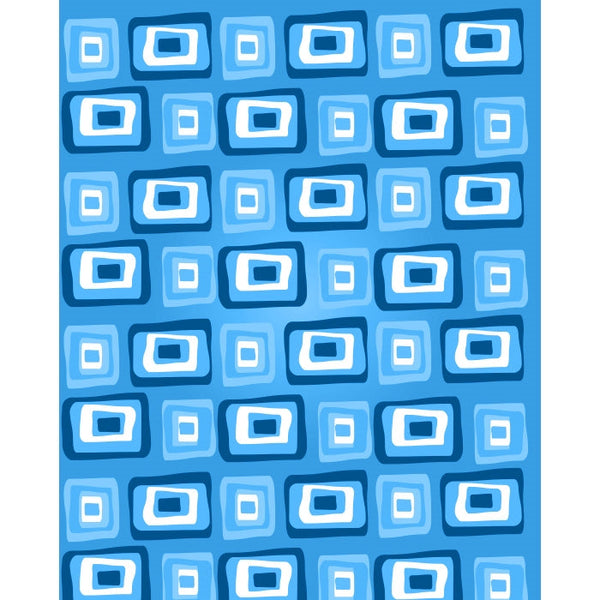 Blue Retro Squares Printed Backdrop