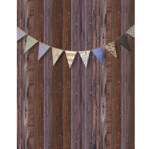 Vintage Wood Bunting Printed Backdrop