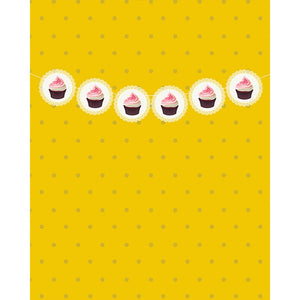 Golden Cupcake Banner Printed Backdrop