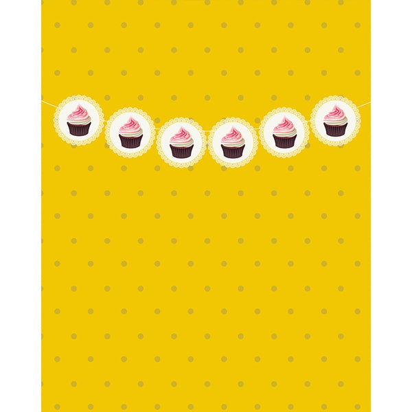 Golden Cupcake Banner Printed Backdrop