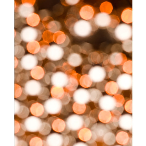 Orange & White Bokeh Lights Printed Backdrop