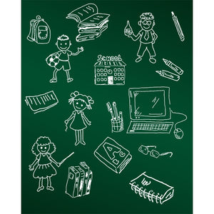 School & Friends Chalkboard Printed Backdrop