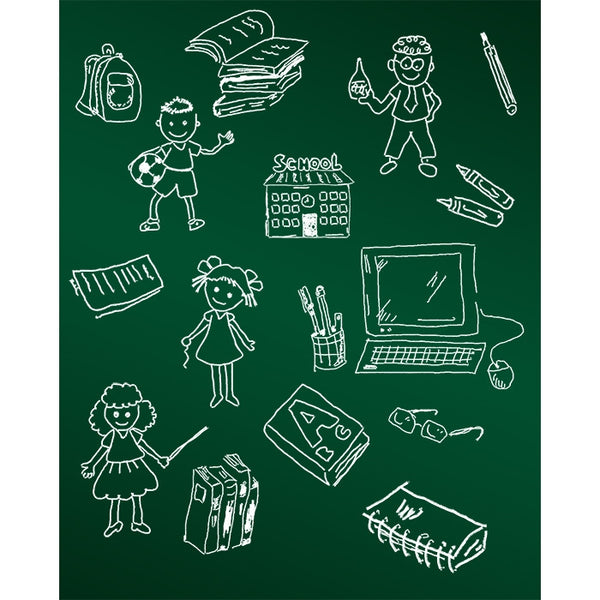 School & Friends Chalkboard Printed Backdrop