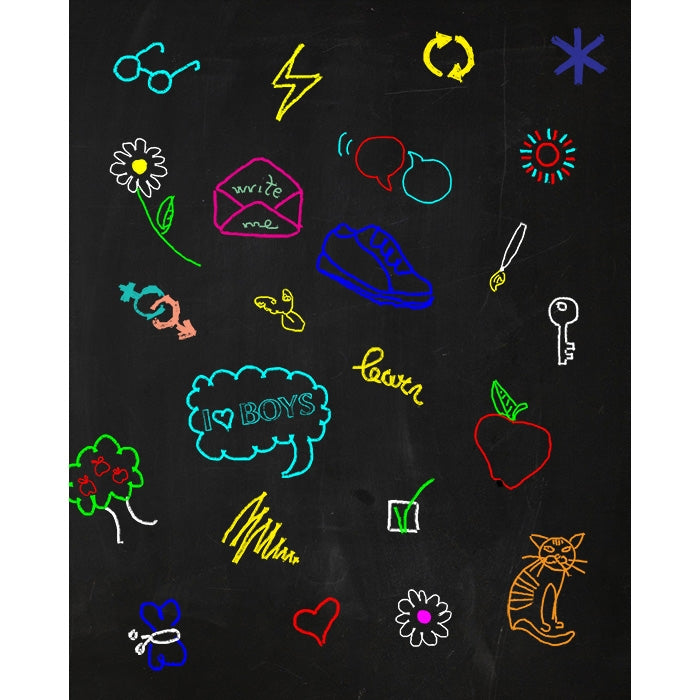 Colorful Doodles Chalkboard Printed Backdrop | Backdrop Express ...