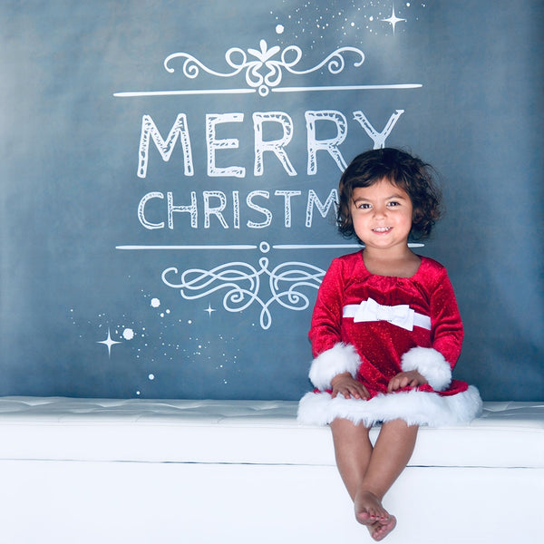 Merry Christmas Chalkboard Printed Backdrop