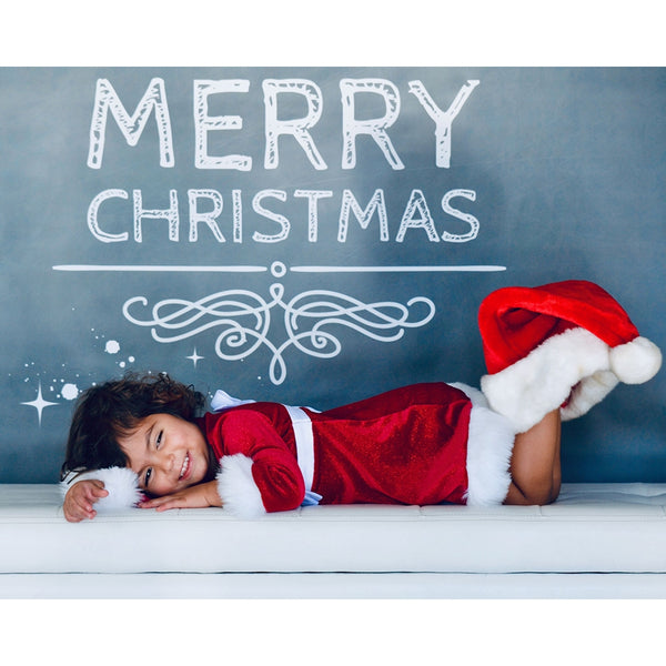 Merry Christmas Chalkboard Printed Backdrop