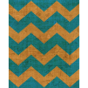 Grunge Orange & Teal Chevron Printed Backdrop