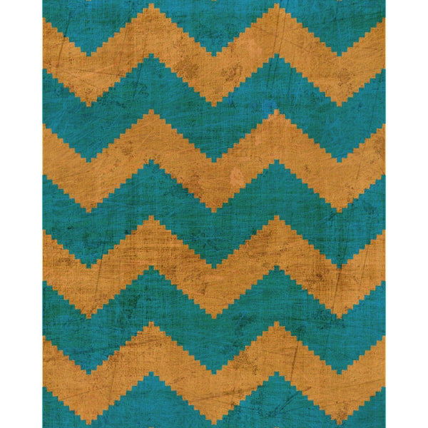 Grunge Orange & Teal Chevron Printed Backdrop