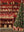 Christmas Toy Shop Backdrop with Red Walls and Christmas tree