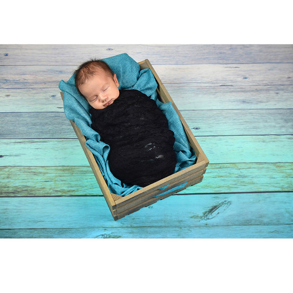 Aqua Ombre Wood Planks Printed Backdrop