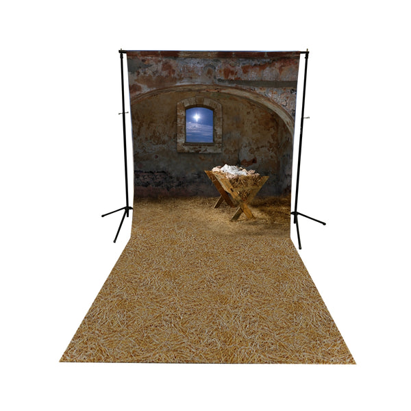 Old Manger Floor Extended Printed Backdrop