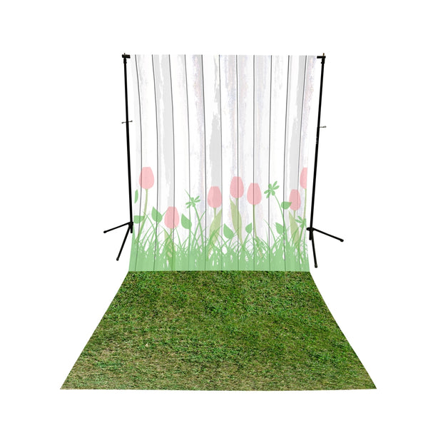 Tulip Planks & Grass All-in-One Printed Vinyl Backdrop