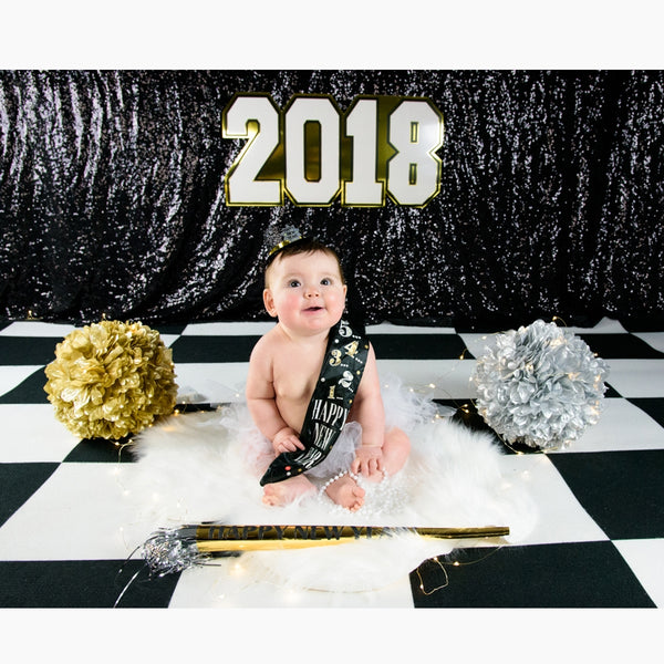 Classic Black & White Tile Printed Backdrop