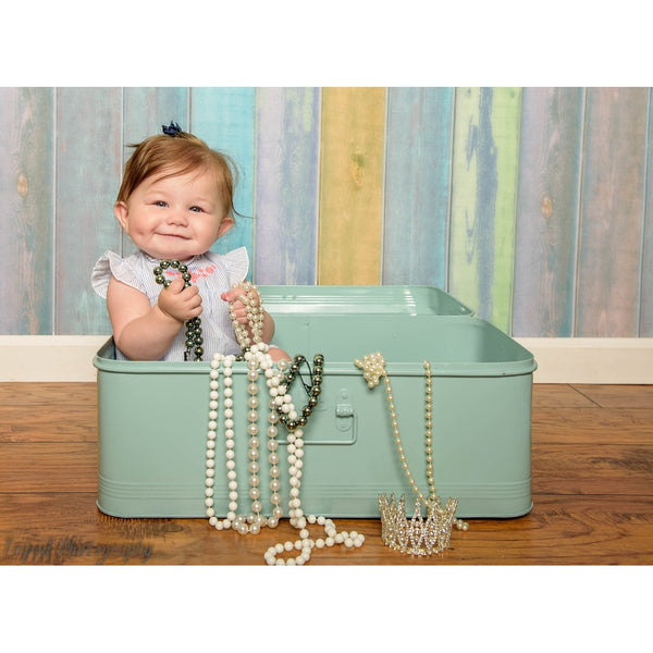 Blue & Yellow Wood Planks Printed Backdrop