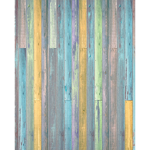 Blue & Yellow Wood Planks Printed Backdrop