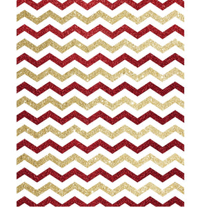 Red and Gold Glitter Chevron Printed Backdrop