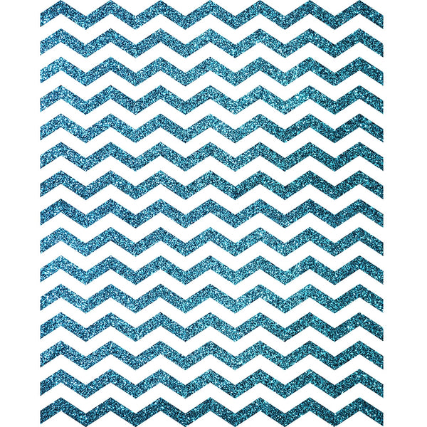 Teal Glitter Chevron Printed Backdrop