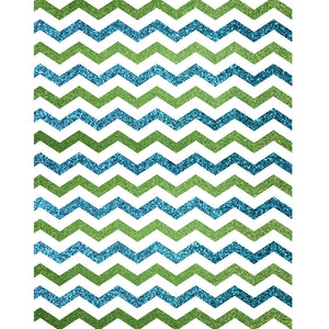 Blue and Green Glitter Chevron Printed Backdrop