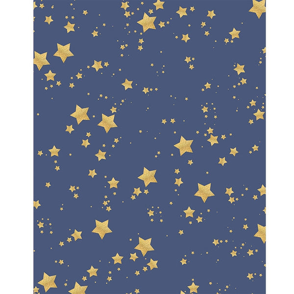 Blue and Gold Glitter Stars Printed Backdrop