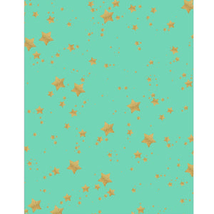 Mint and Gold Glitter Stars Printed Backdrop