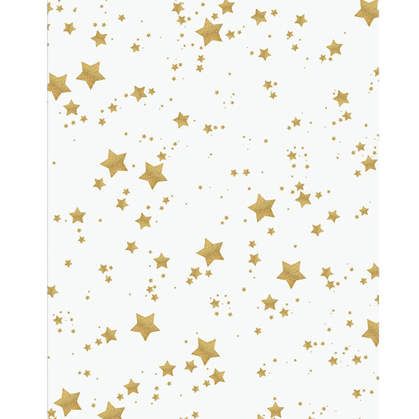 White and Gold Glitter Stars Printed Backdrop