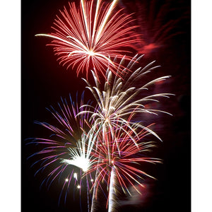 Red Fireworks Printed Backdrop