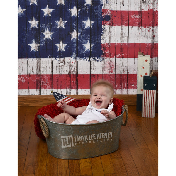 Vintage American Flag Planks Printed Backdrop