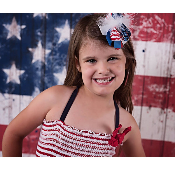 Vintage American Flag Planks Printed Backdrop