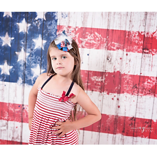 Vintage American Flag Planks Printed Backdrop