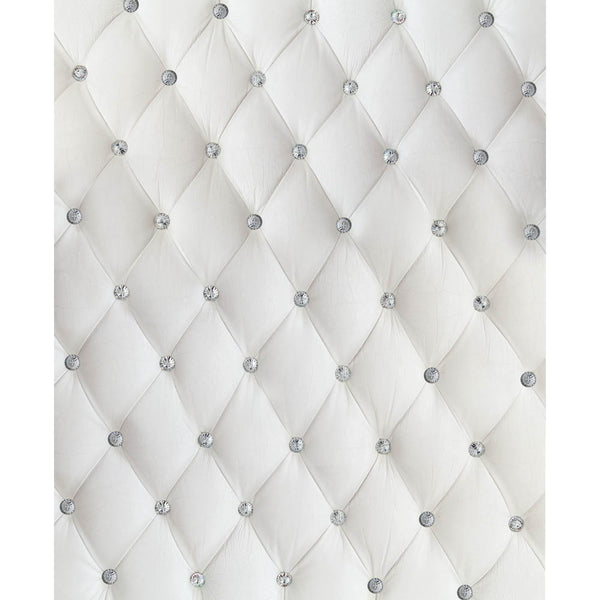 Dazzling White Tufted Printed Backdrop