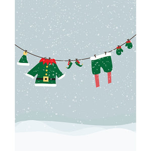 Elf Clothesline Printed Backdrop