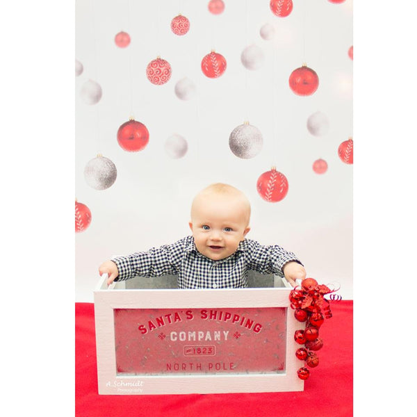 Hanging Red Ornaments Printed Backdrop