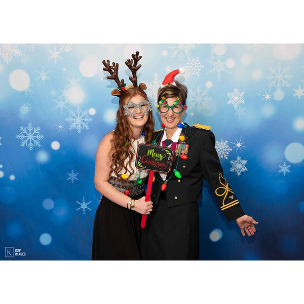 Falling Blue Snowflakes Printed Backdrop