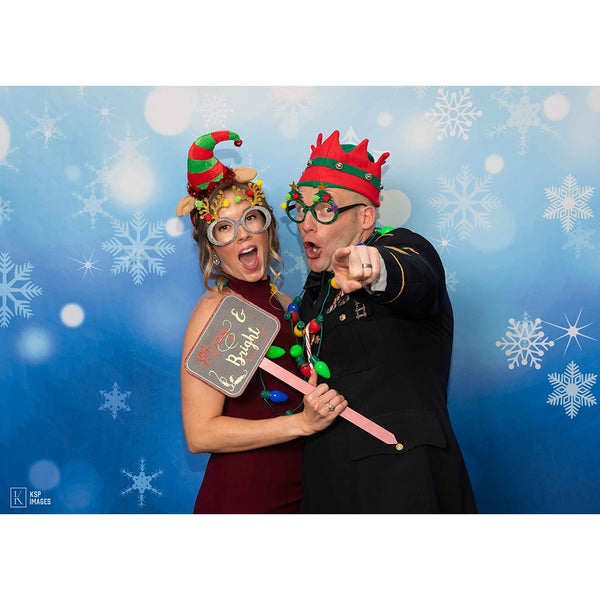 Falling Blue Snowflakes Printed Backdrop