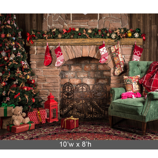 Christmas Great Room Printed Backdrop