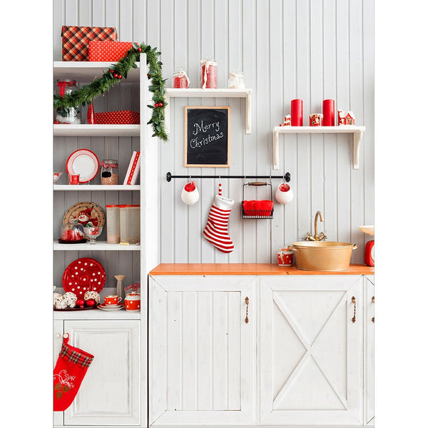 Christmas Kitchen Printed Backdrop