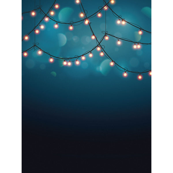 Indigo Bokeh Lights Printed Backdrop