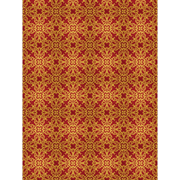 Red and Gold Gilded Damask Printed Backdrop