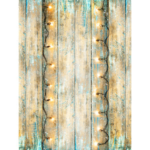 Vintage Blue Christmas Planks Printed Backdrop