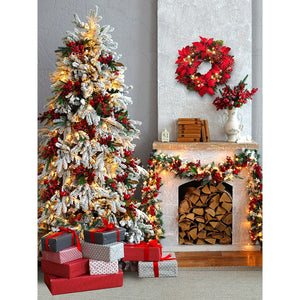 Christmas Fireplace Photography Backdrop