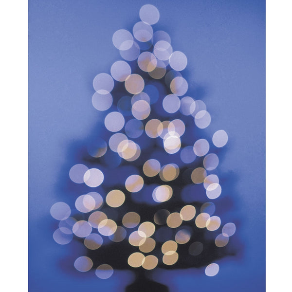 Blue Bokeh Christmas Tree Printed Backdrop