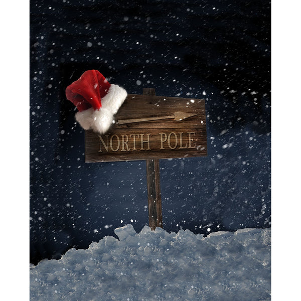 This Way to Santa Printed Backdrop