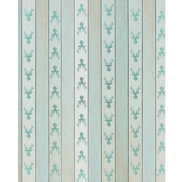 Mint Deer Planks Printed Backdrop