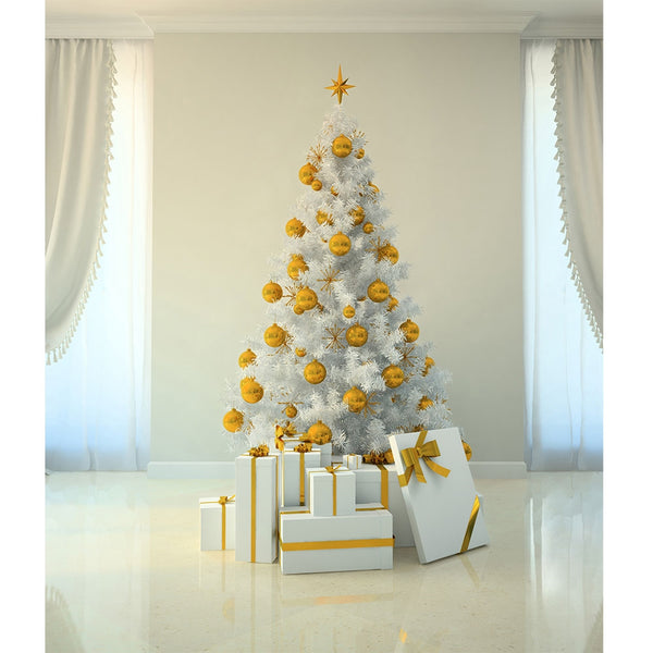 Gold & White Christmas Printed Backdrop