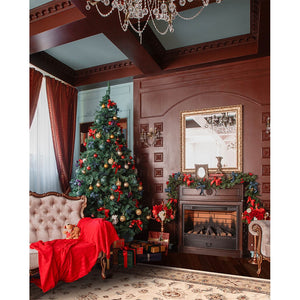 Formal Christmas Room Printed Backdrop