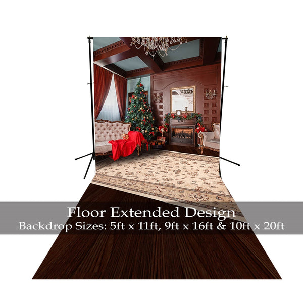 Formal Christmas Room Printed Backdrop