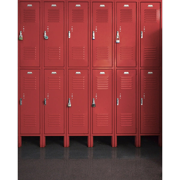 Red Lockers Printed Backdrop