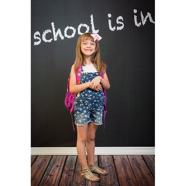 School is in Chalkboard  Printed Backdrop