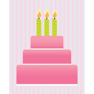 Pink Birthday Cake Printed Backdrop