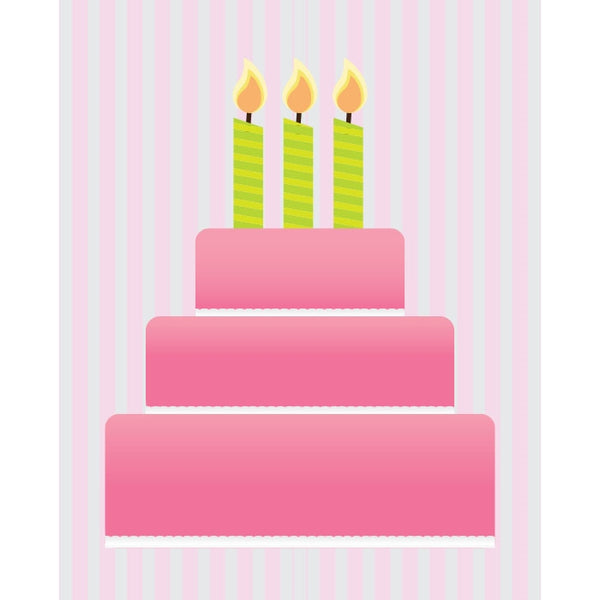 Pink Birthday Cake Printed Backdrop